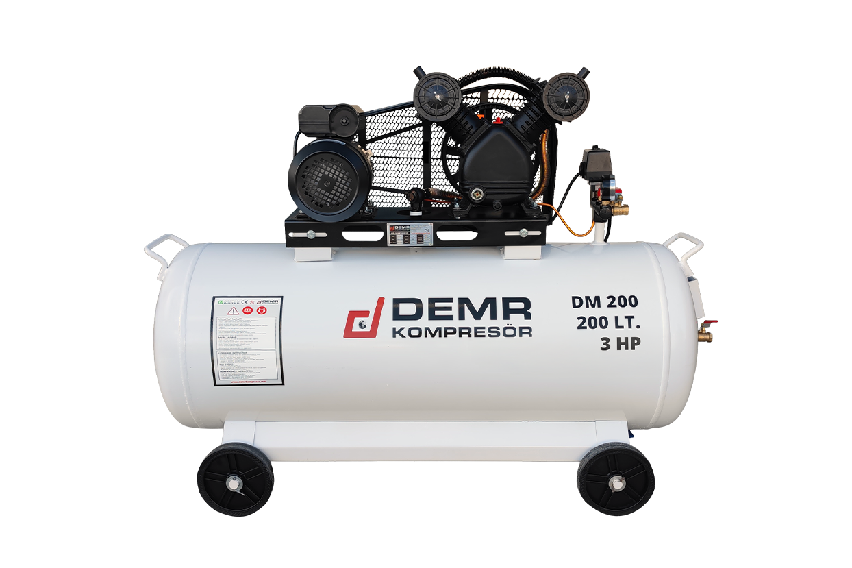 200 lt 2 Kafa 8 Bar 3 Hp Pistonlu Hava Kompresörü